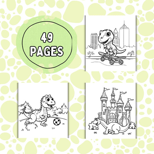 Cute Dinosaurs Coloring Pages PDF — playful designs for children aged 4–8