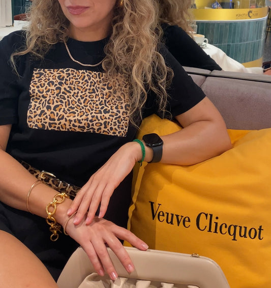 Leopard Print T-shirt in black organic cotton — stylish and breathable
