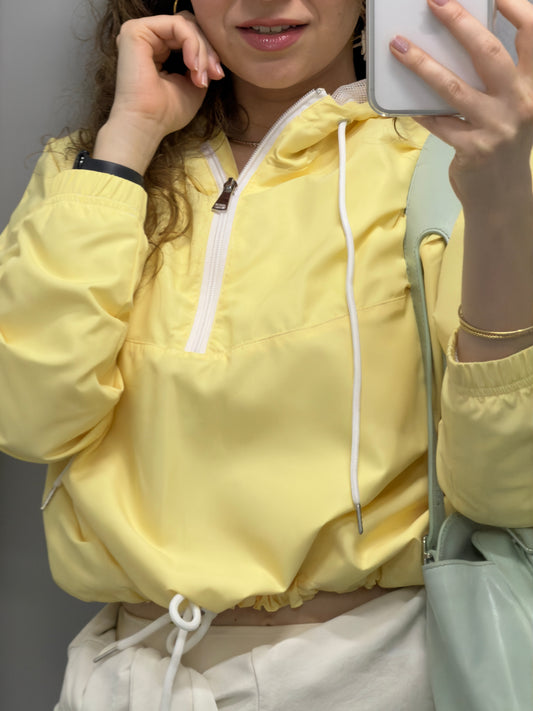 Yellow Cropped Windbreaker – Women’s Waterproof Lightweight Jacket