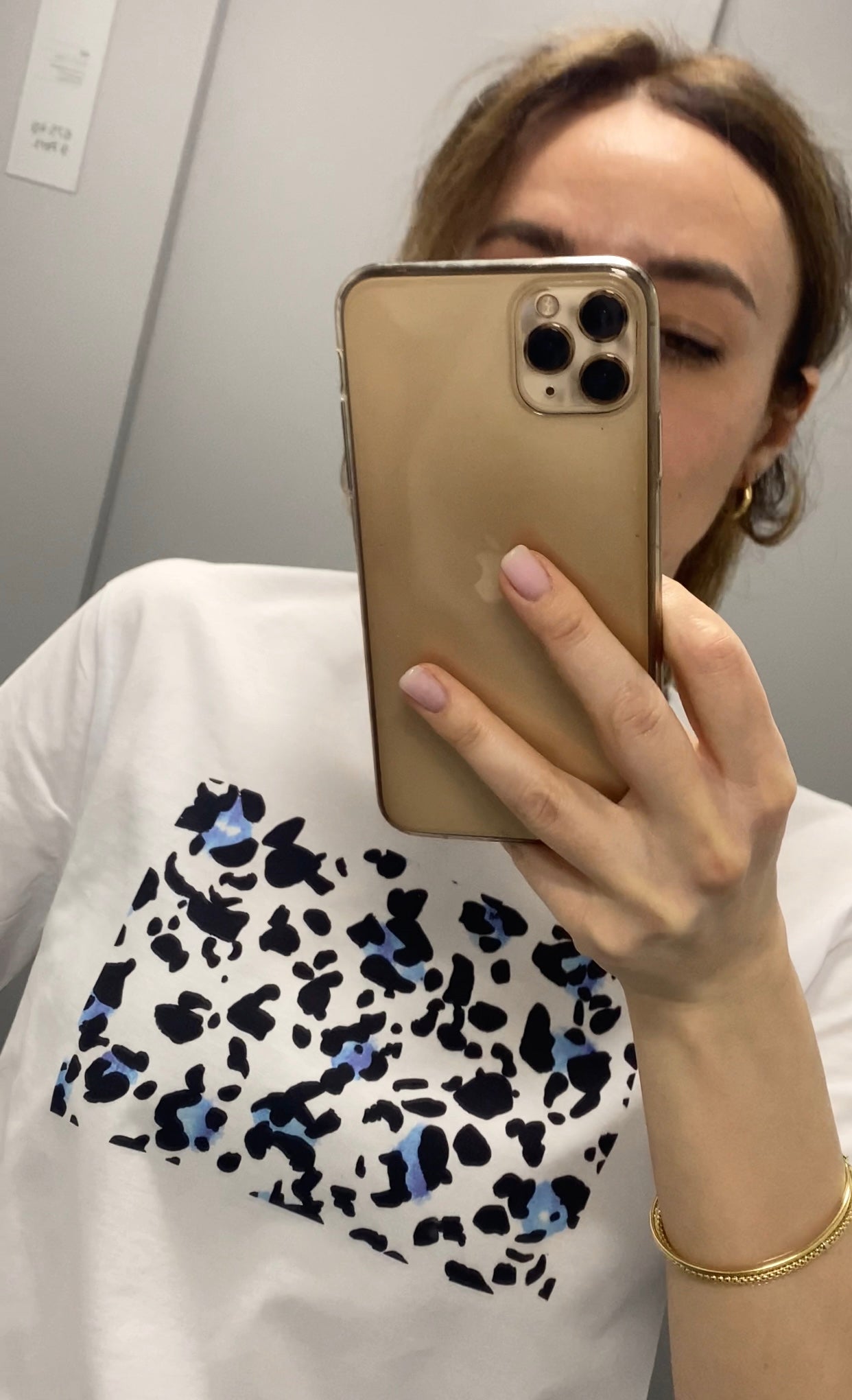 Blue Leopard Print T-Shirt in Black & White