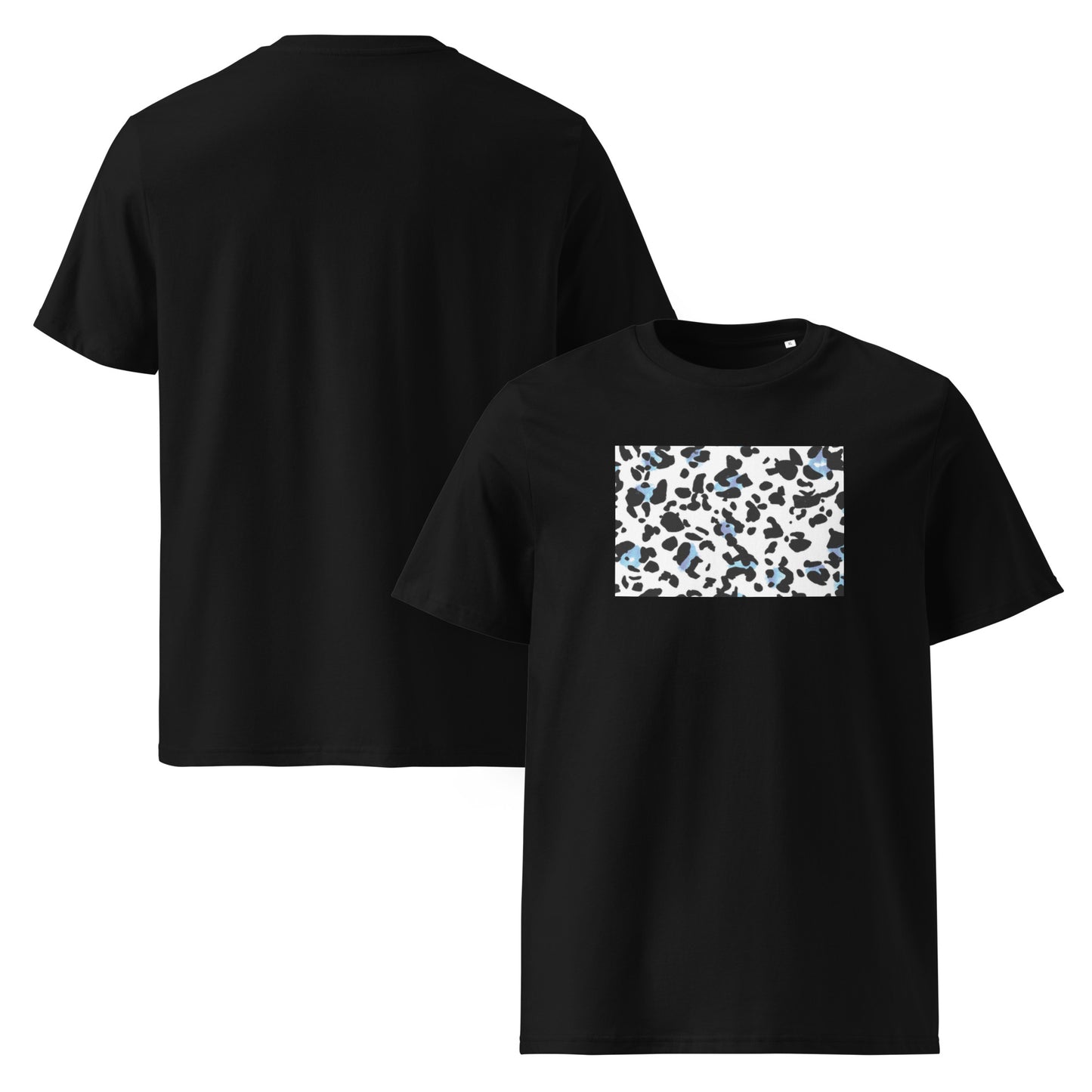 Blue Leopard Print T-Shirt in Black & White