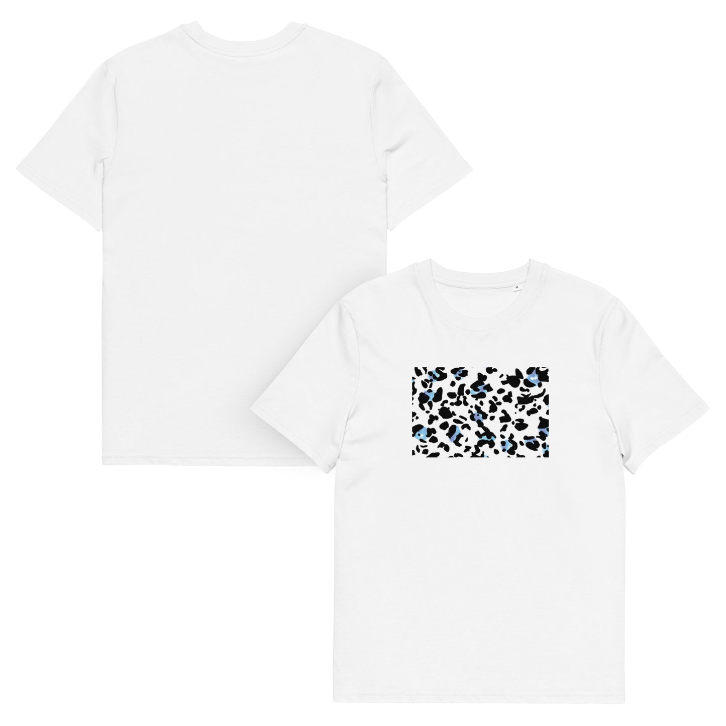 Blue Leopard Print T-Shirt in Black & White