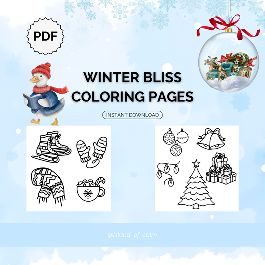 Winter Bliss Coloring Pages - PDF Printable for Kids & Adults