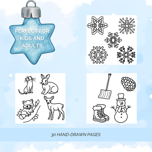 Winter Bliss Coloring Pages - PDF Printable for Kids & Adults