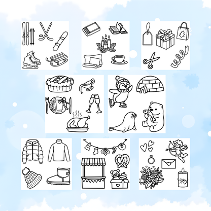 Winter Bliss Coloring Pages - PDF Printable for Kids & Adults