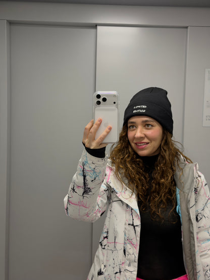 Black Embroidered Beanie – Limited Edition Unisex Cotton Blend Hat