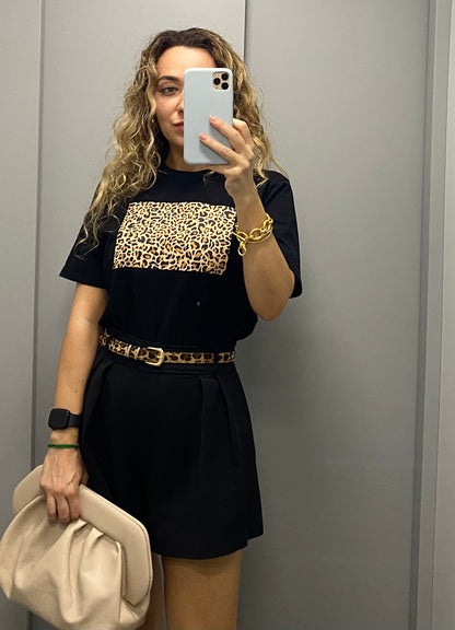 Leopard Print T-Shirt Black
