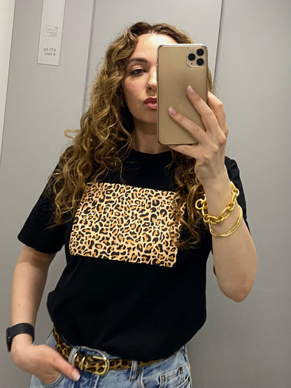 Leopard Print T-Shirt Black