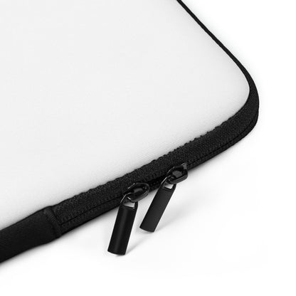 Close-up of water-resistant laptop sleeve with padded zipper and soft faux fur lining detail