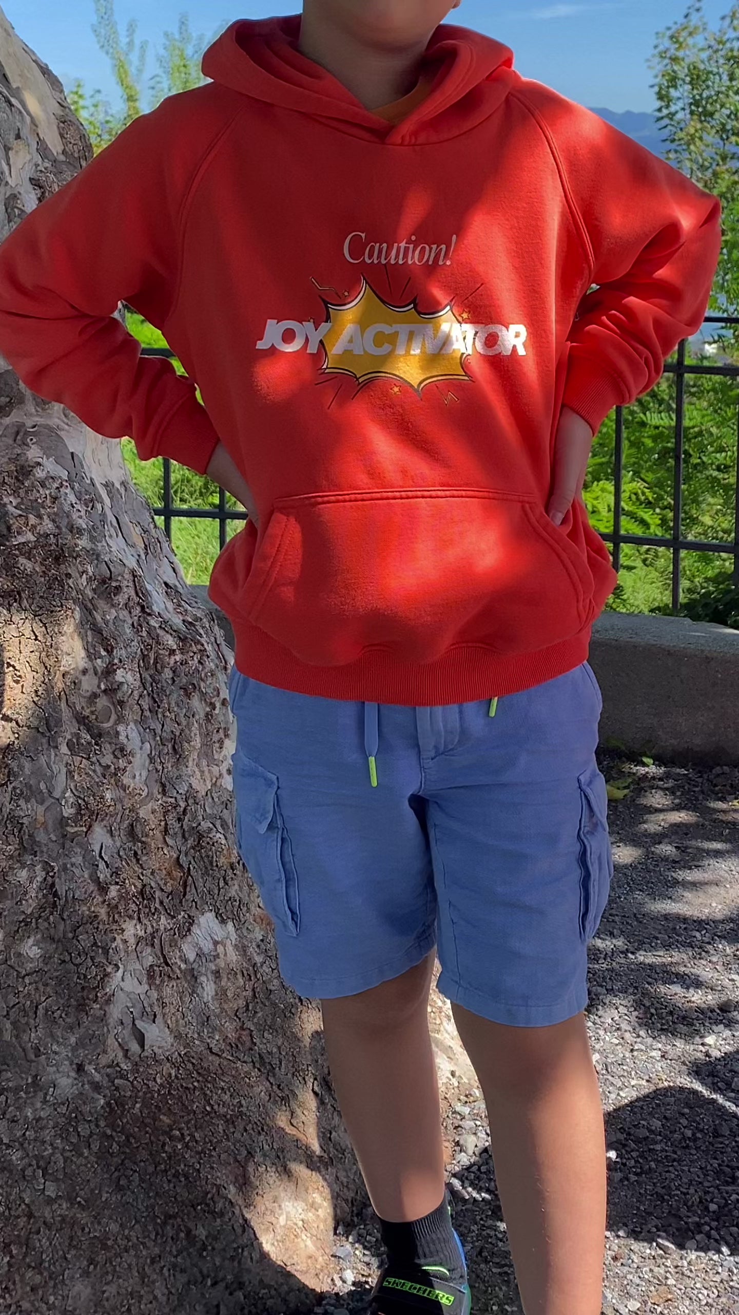 Video with a child wearing kids eco hoodie made from organic cotton and recycled polyester, comfortable everyday outfit