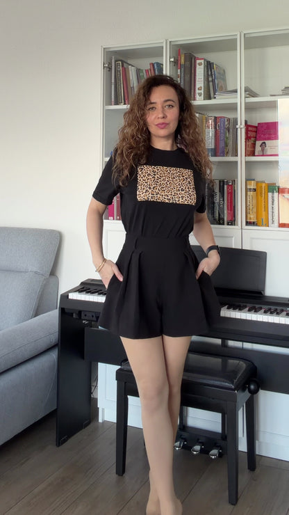 Leopard Print T-Shirt – Organic Cotton, Black