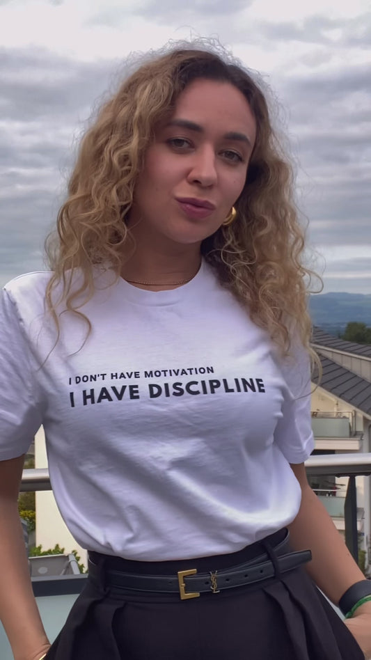 I Don’t Have Motivation, I Have Discipline T-shirt in white organic cotton — Oleksandr Usyk quote
