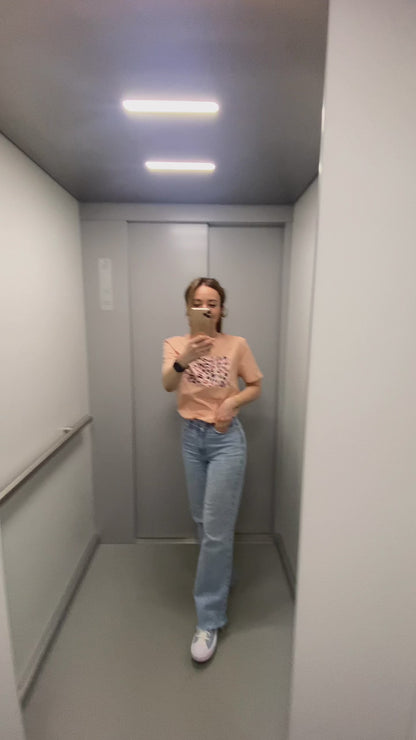 Leopard Print T-Shirt in Peach & Black