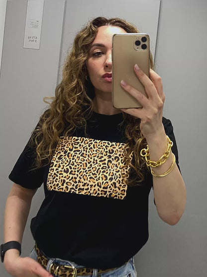 Leopard Print T-Shirt Black
