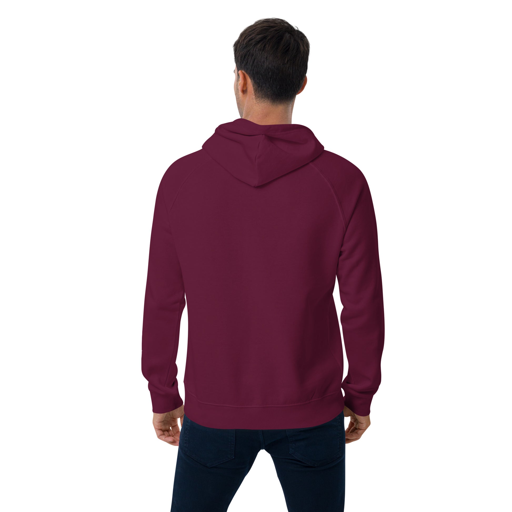Unisex burgundy hoodie styled with casual outfit