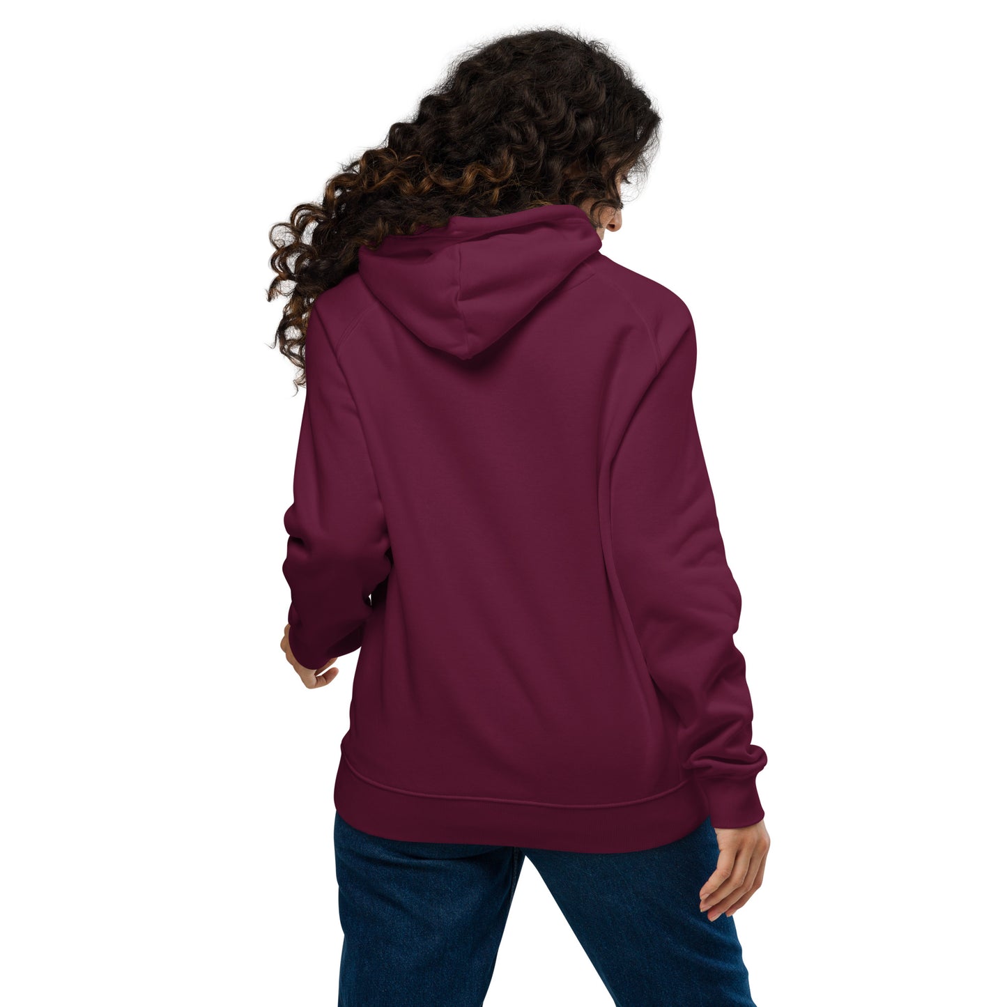 Unisex burgundy hoodie styled with casual outfit