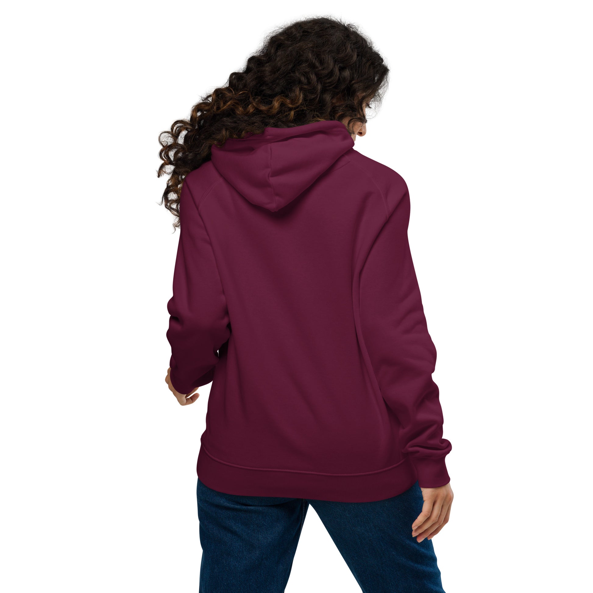 Unisex burgundy hoodie styled with casual outfit