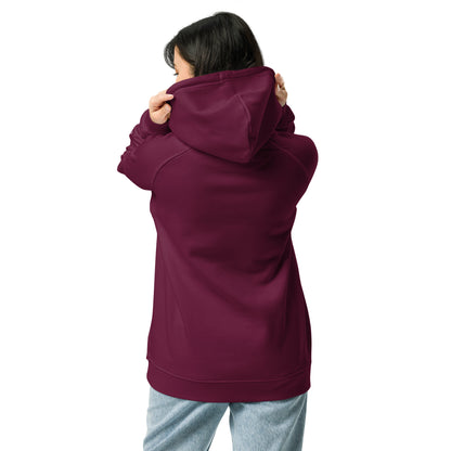 Unisex burgundy hoodie styled with casual outfit