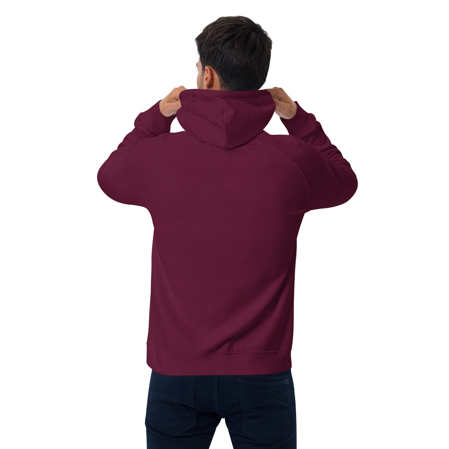 Unisex burgundy hoodie styled with casual outfit