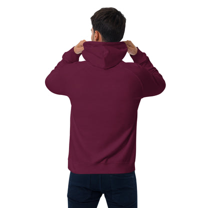Unisex burgundy hoodie styled with casual outfit