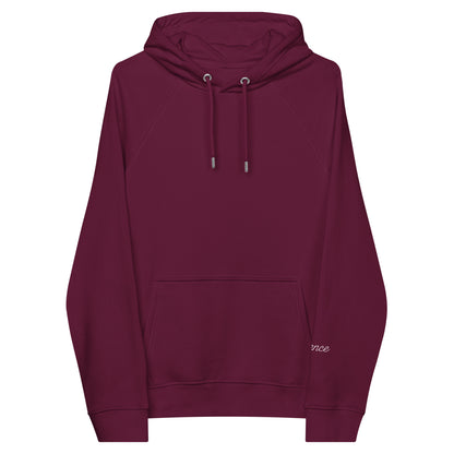 Burgundy unisex eco hoodie front view