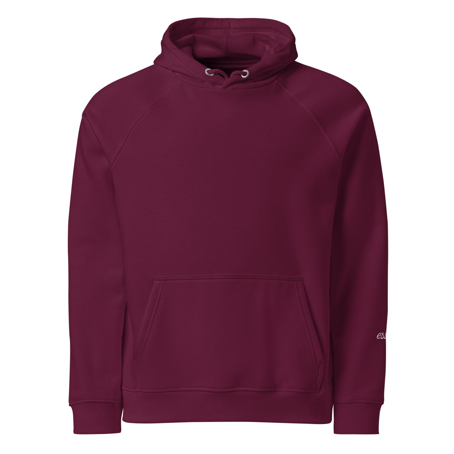 Burgundy unisex eco hoodie front view