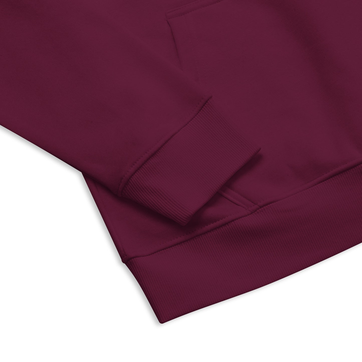 Burgundy organic cotton hoodie details
