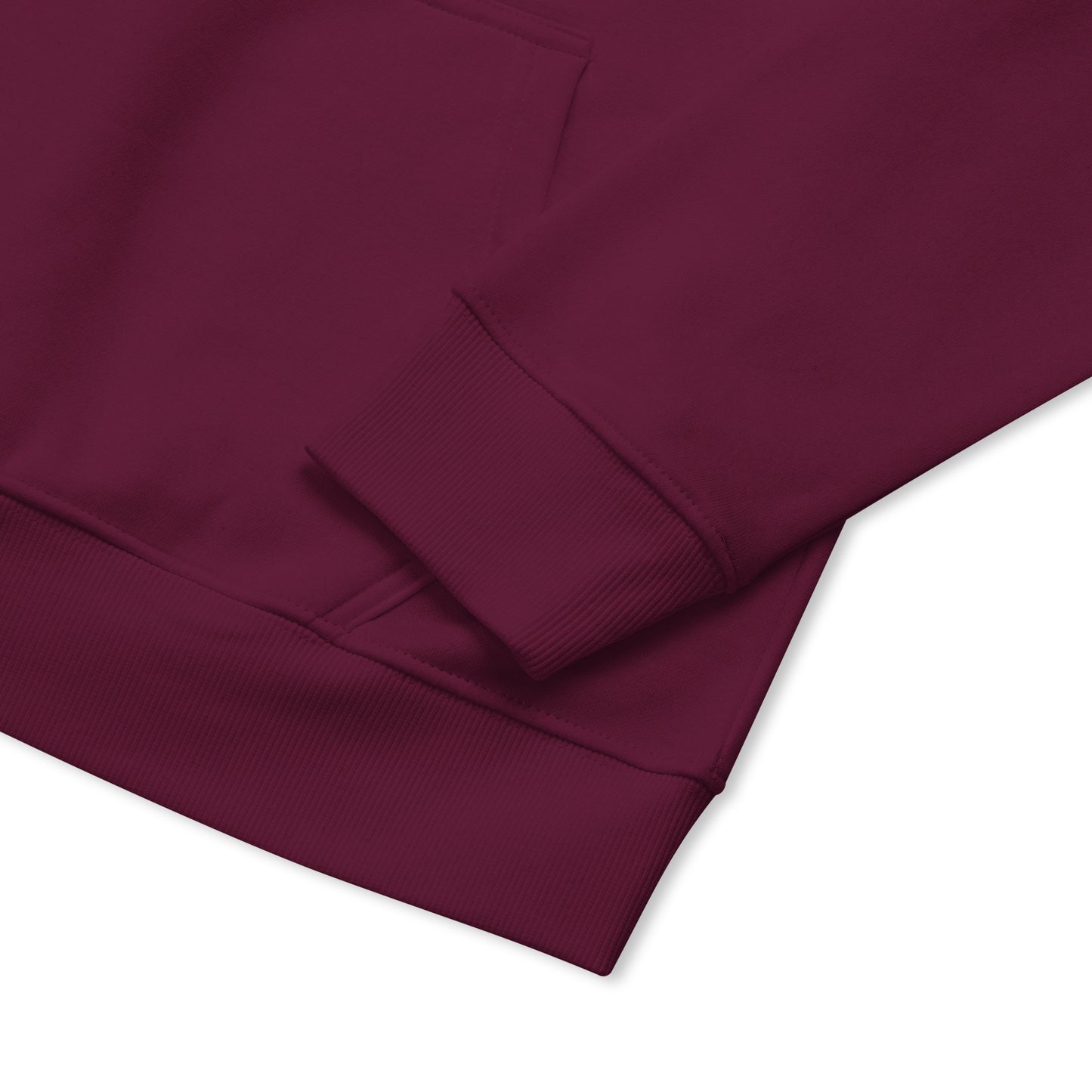 Burgundy organic cotton hoodie details