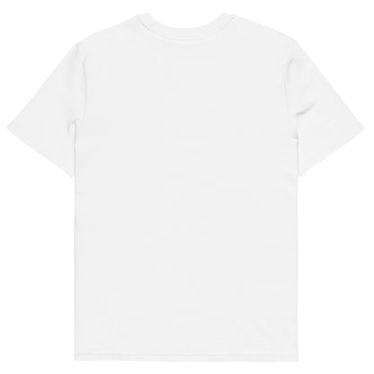 White organic cotton t-shirt with "Good Things Loading" typography print on the front chest — Island of Calm